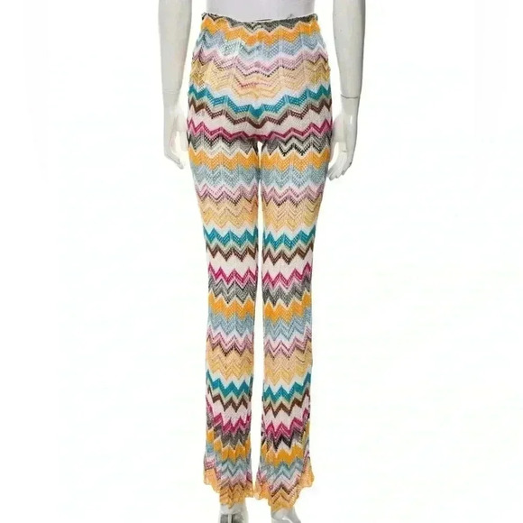 Missoni Pants Flare Cover Up Trousers Metallic Crochet Zig Zag Swim Chevron 40 4 - Picture 9 of 13